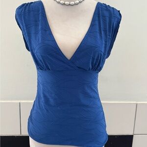 Paper Doll Royal Blue Textured V-Neck Blouse